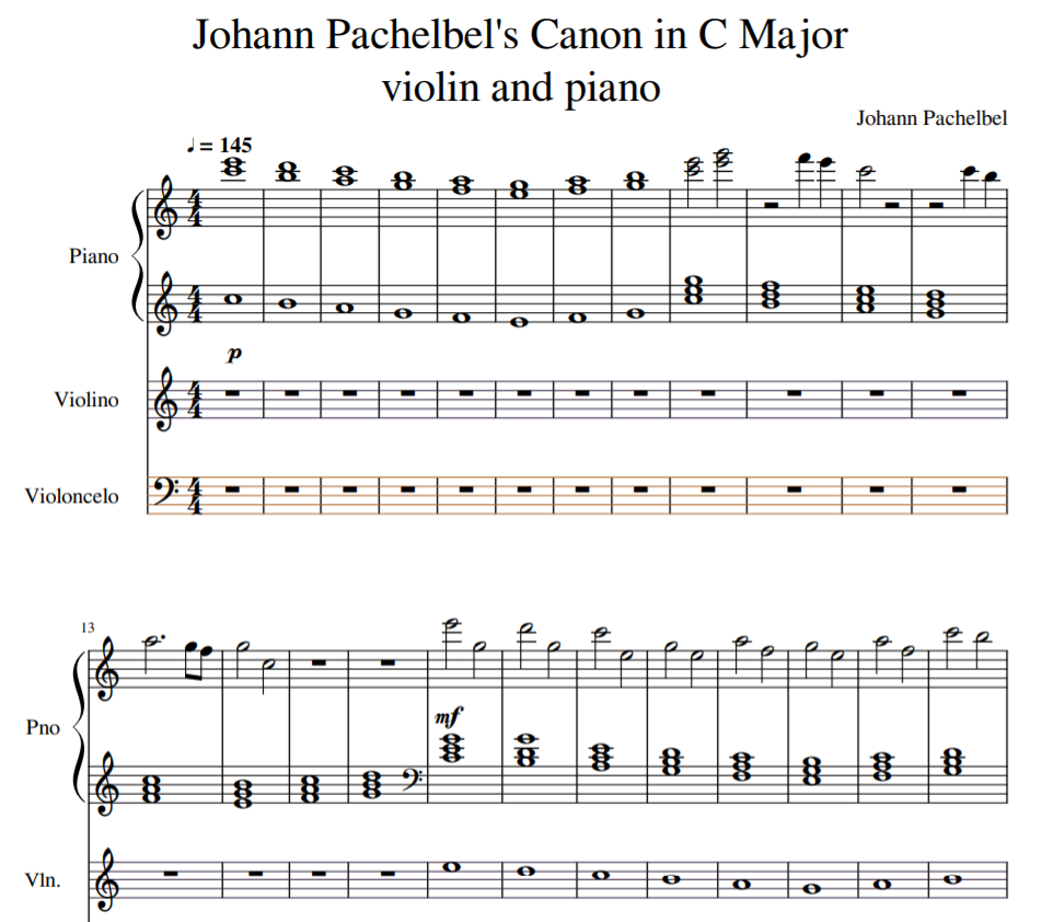Canon in C Major violin and piano